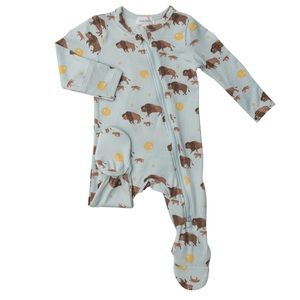ANGEL DEAR unisex Bison Bamboo Two Way Zipper Footie